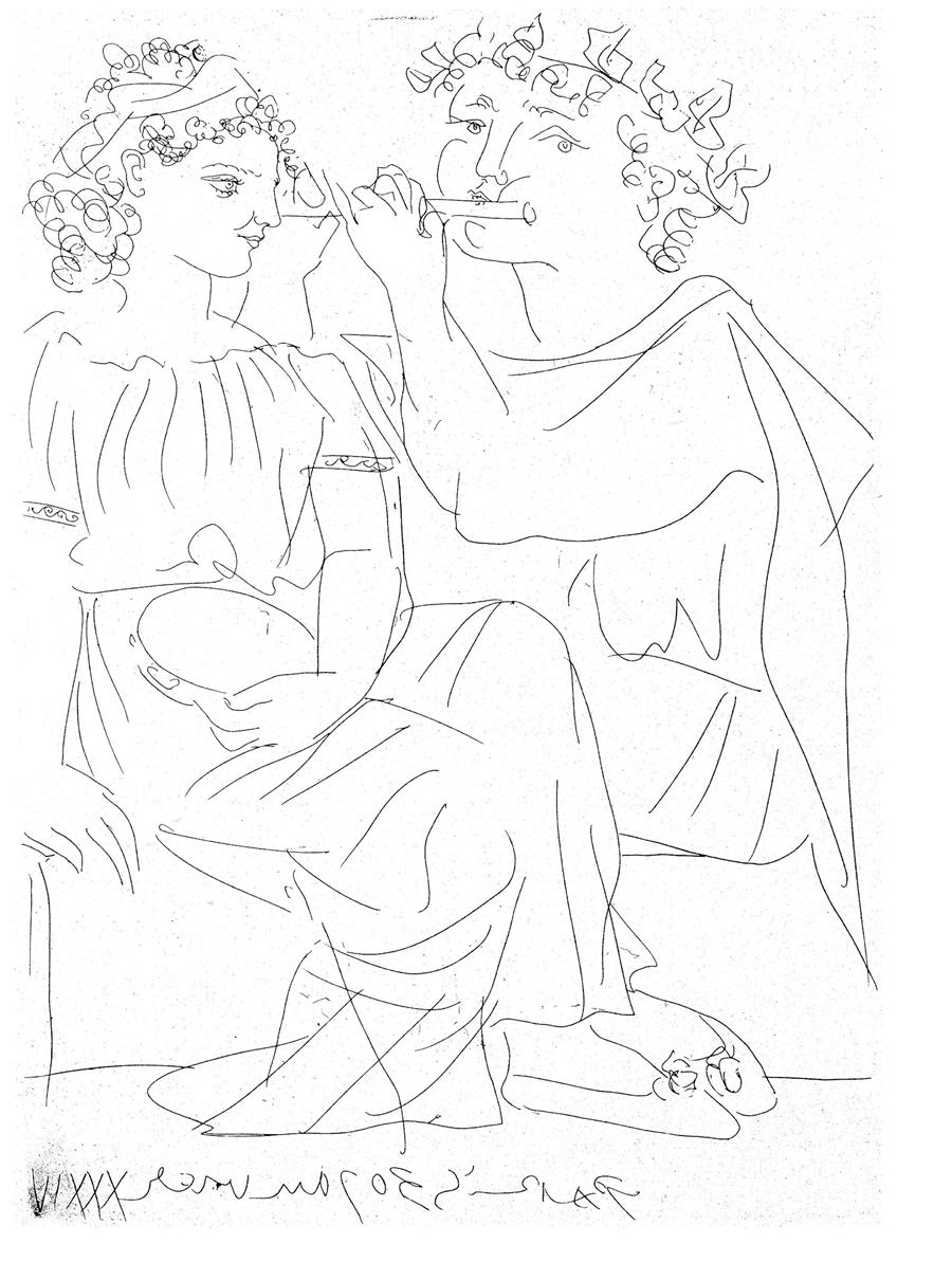 Flautista y muchacha con una pandereta | 00006 | Pablo Picasso | Tienda - Fundación Juan March